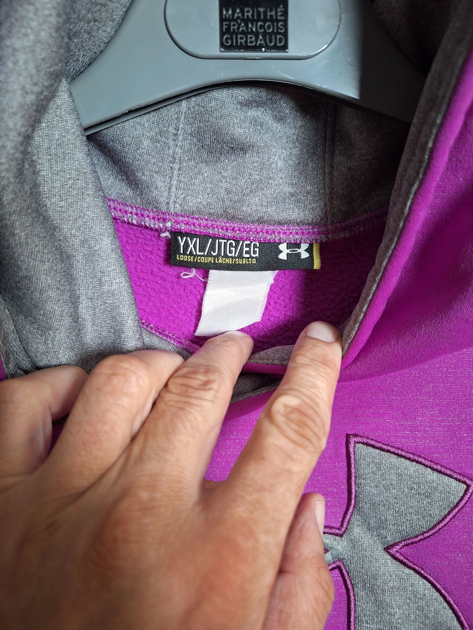 suéter com capuz Under Armour rosa fúcsia tamanho YXL 14 anos – photo 4
